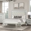 Furniture of America Gelbero White Wood Queen Bed Upholstered Headboard