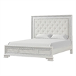 Furniture of America Gelbero White Wood Queen Bed Upholstered Headboard