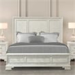 Furniture of America Gelbero Wood Panel Ornate Accent Queen Bed in White