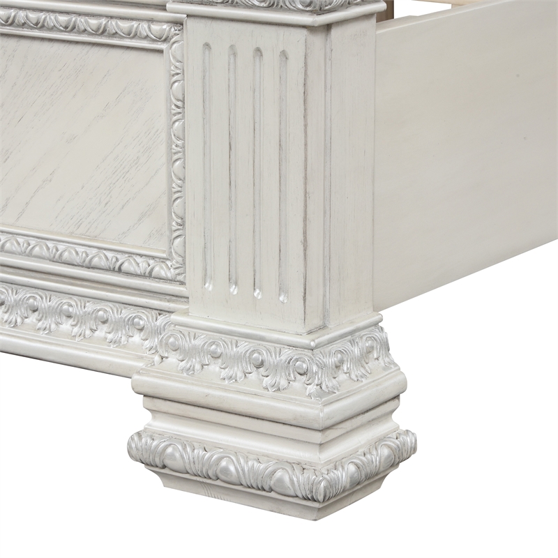 Furniture of America Byrne Wood Tufted Headboard Panel King Bed in White