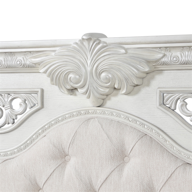 Furniture of America Byrne Wood Tufted Headboard Panel King Bed in White