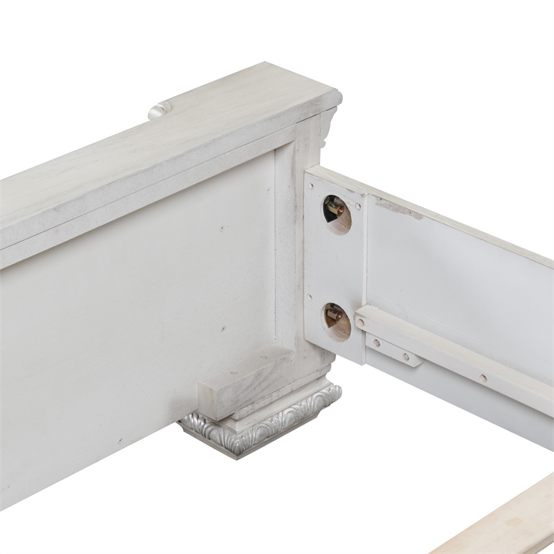 Furniture of America Byrne Wood Tufted Headboard Panel King Bed in White