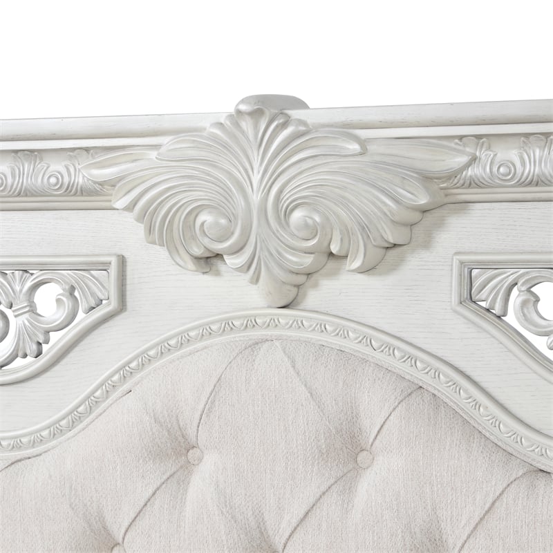 Furniture of America Byrne Wood Tufted Headboard Panel Queen Bed in White