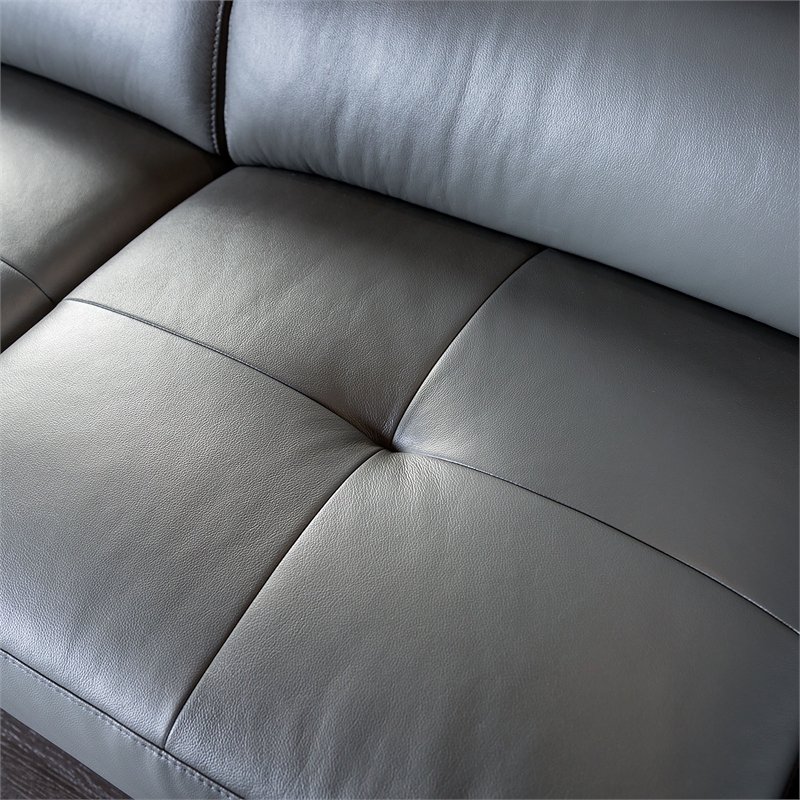 Furniture of America Lyndon Leather Dark Gray Sectional with Right Chaise