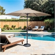 Furniture of America Cain Fabric 9' Outdoor Umbrella in Beige