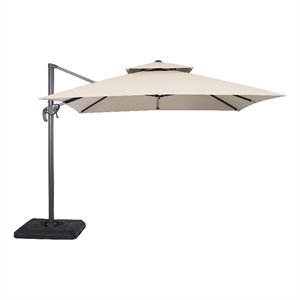 Furniture of America Harrell Polyester 10' Double Top Square Umbrella in Beige