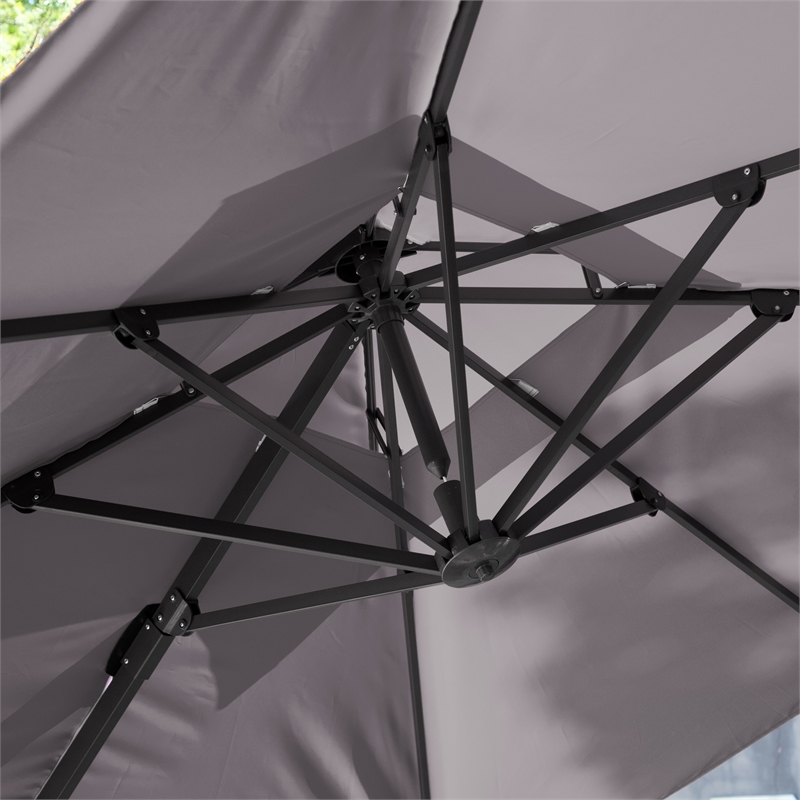 Furniture of America Harrell Polyester 10' Double Top Square Umbrella in Gray