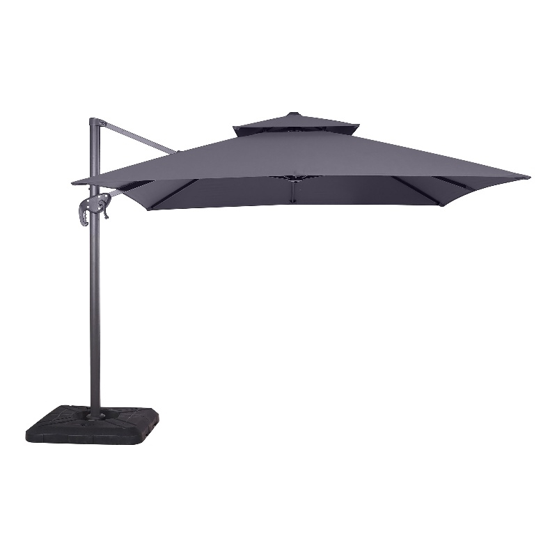 Furniture of America Harrell Polyester 10' Double Top Square Umbrella in Gray