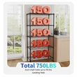 Furniture of America Rex Metal 5-Tier Wire Shelving Rack in Black
