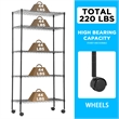 Furniture of America Rex Metal 5-Tier Wire Shelving Rack in Black