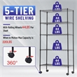 Furniture of America Rex Metal 5-Tier Wire Shelving Rack in Black