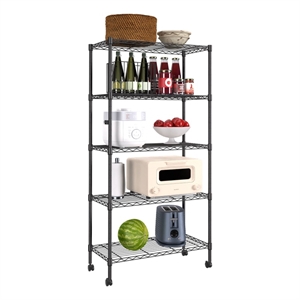 Furniture of America Rex Metal 5-Tier Wire Shelving Rack in Black