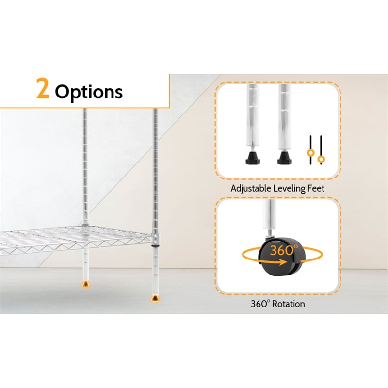 Furniture of America Rex Metal 5-Tier Wire Shelving Rack in Chrome