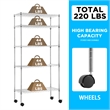 Furniture of America Rex Metal 5-Tier Wire Shelving Rack in Chrome
