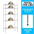 Furniture of America Rex Metal 5-Tier Wire Shelving Rack in Chrome