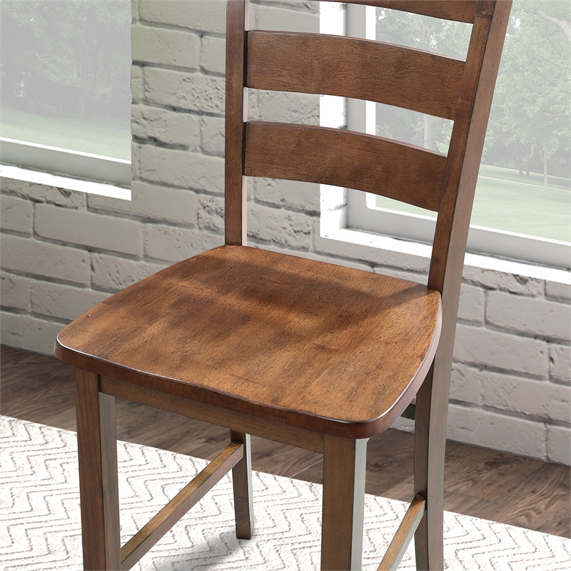 Furniture of America Haarven Wood 5-Piece Counter Dining Table Set in Walnut