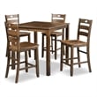 Furniture of America Haarven Wood 5-Piece Counter Dining Table Set in Walnut