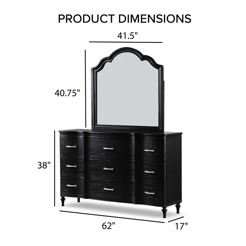 Furniture of America Seabliss Wood Queen 6-Piece Bedroom Set in Black