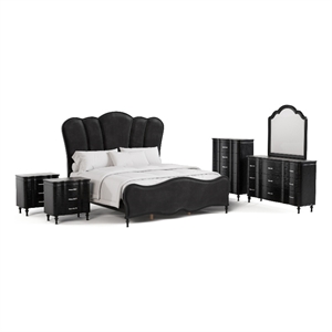 Furniture of America Seabliss Wood Queen 6-Piece Bedroom Set in Black