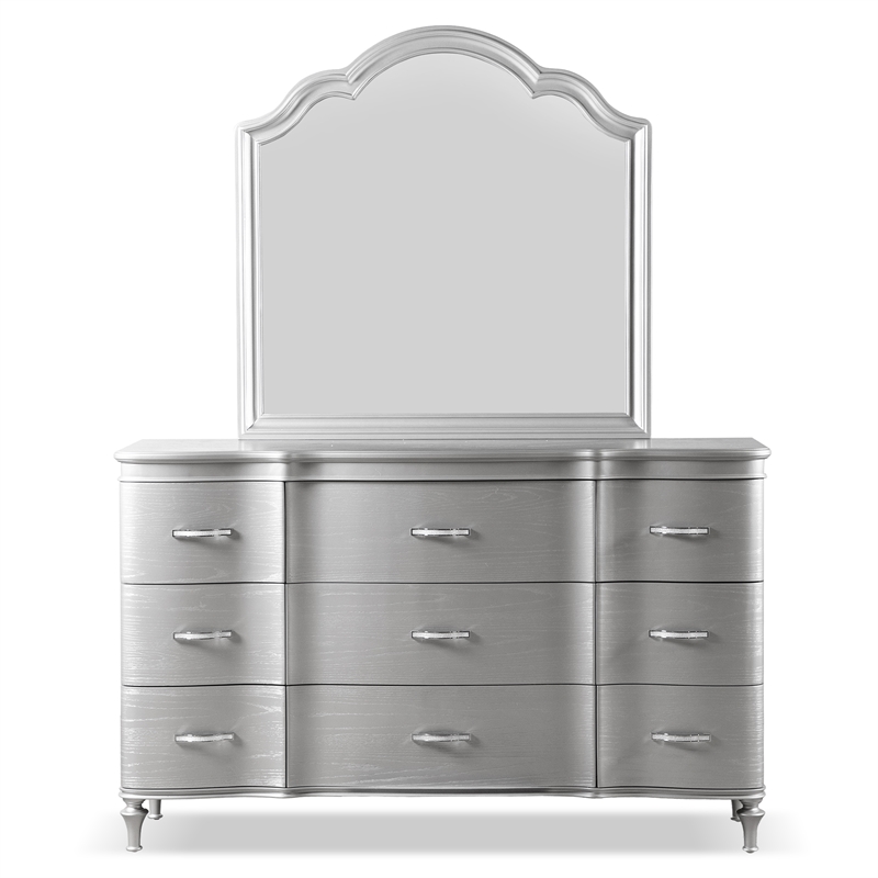 Furniture of America Seabliss Wood Queen 6-Piece Bedroom Set in Silver