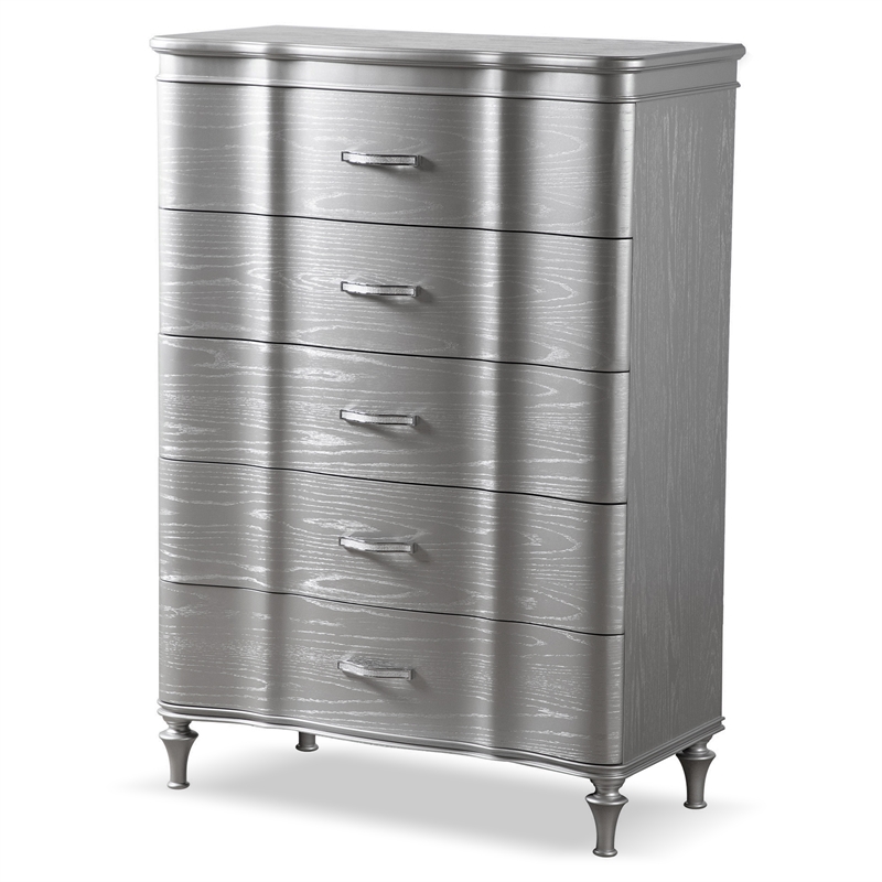 Furniture of America Seabliss Wood Queen 6-Piece Bedroom Set in Silver