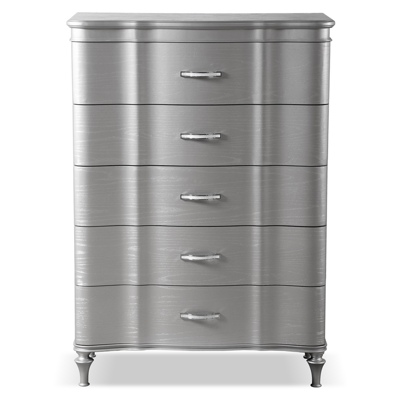 Furniture of America Seabliss Wood Queen 6-Piece Bedroom Set in Silver