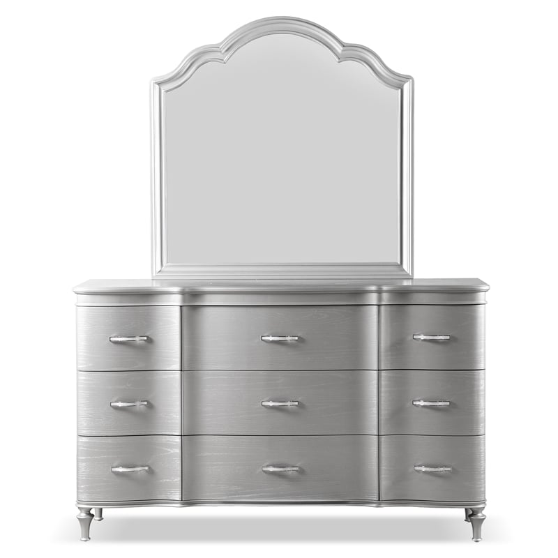 Furniture of America Seabliss Wood King 6-Piece Bedroom Set in Silver