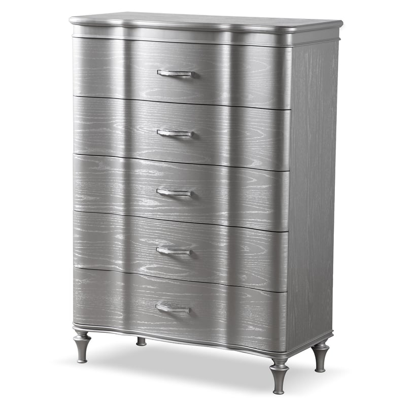 Furniture of America Seabliss Wood King 6-Piece Bedroom Set in Silver