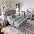 Furniture of America Seabliss Wood King 6-Piece Bedroom Set in Silver