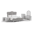 Furniture of America Seabliss Wood King 6-Piece Bedroom Set in Silver