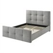 Furniture of America Nawa Mattress Ready Tufted Fabric King Bed in Light Gray