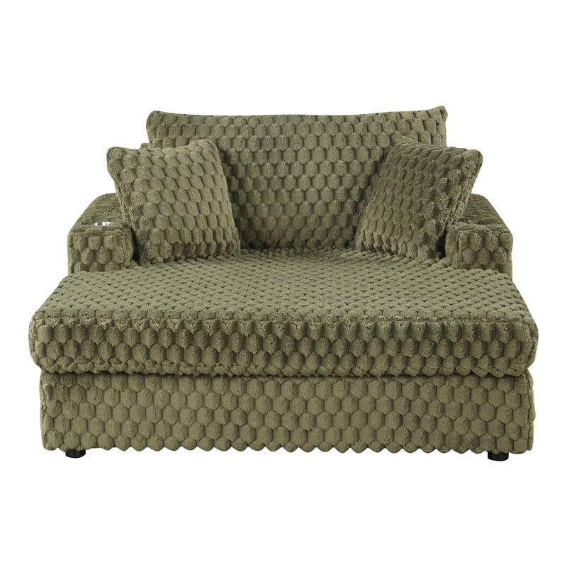 Furniture of America Dresdan Fabric 2-Arm Oversized Chaise in Green