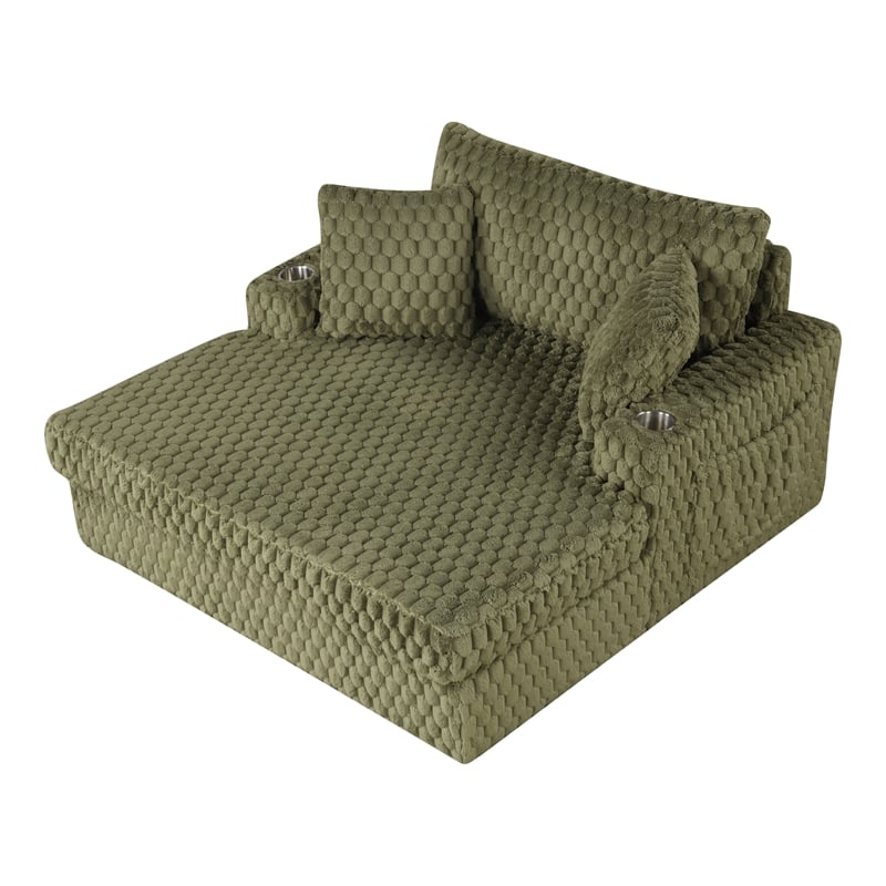 Furniture of America Dresdan Fabric 2-Arm Oversized Chaise in Green