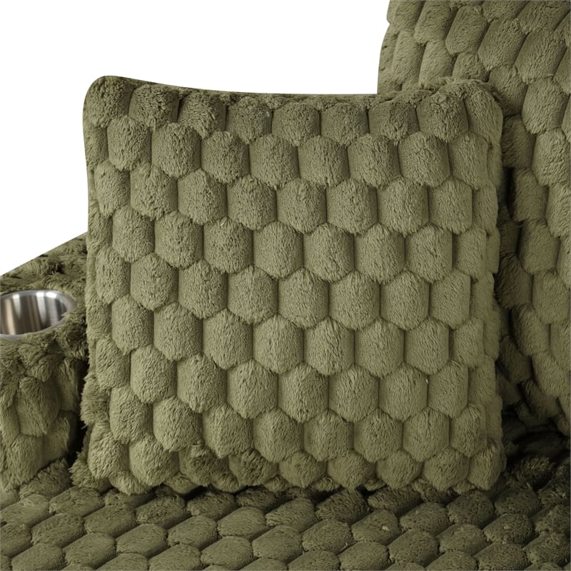 Furniture of America Dresdan Fabric 2-Arm Oversized Chaise in Green