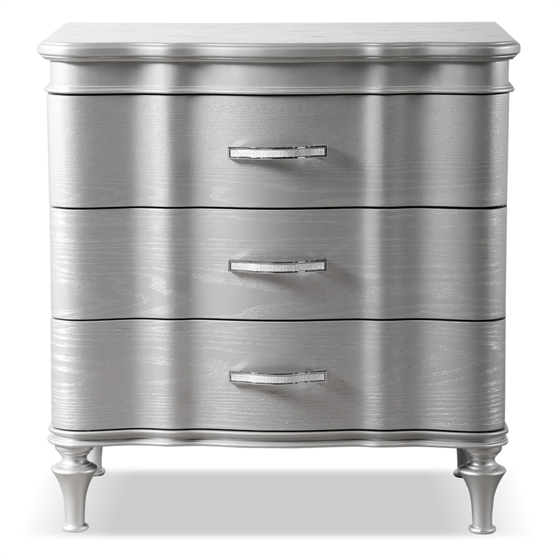 Furniture of America Seabliss Wood King 5-Piece Bedroom Set in Silver