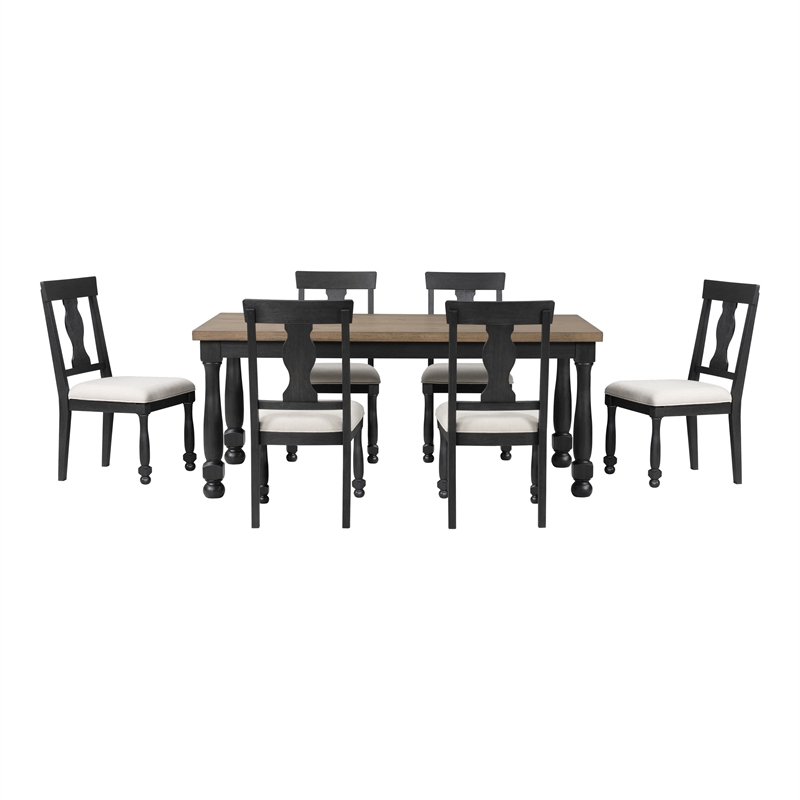 Furniture of America Peregrine Wood 7-Piece Dining Table Set in Black