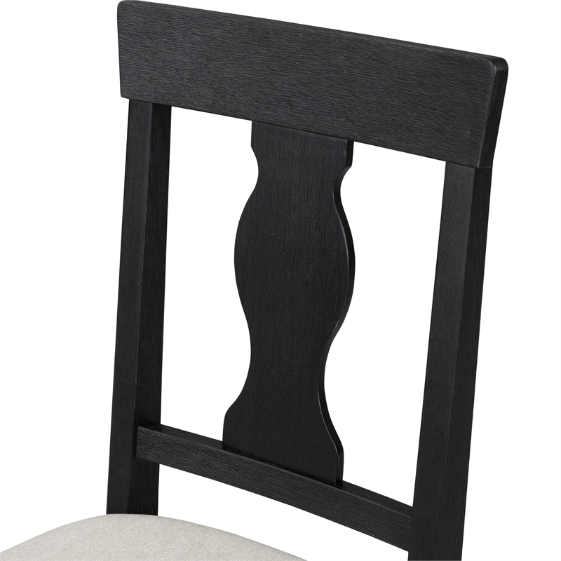 Furniture of America Peregrine Wood 7-Piece Dining Table Set in Black