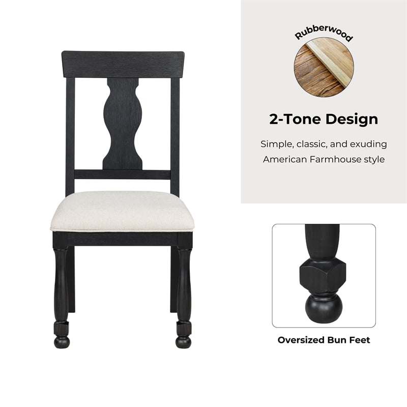 Furniture of America Peregrine Wood 7-Piece Dining Table Set in Black