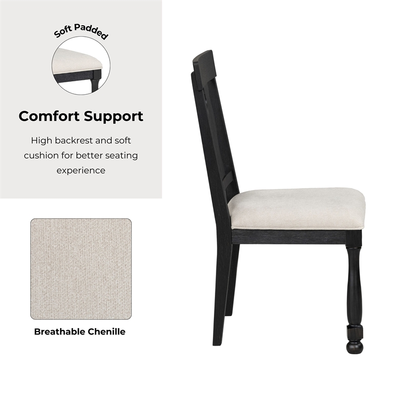 Furniture of America Peregrine Wood 7-Piece Dining Table Set in Black