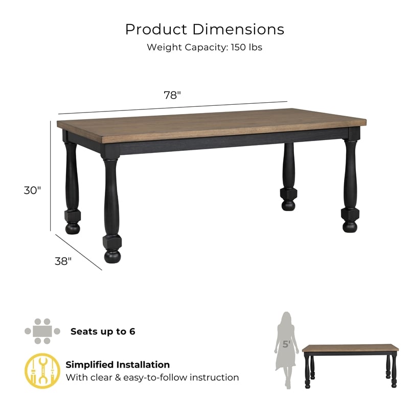 Furniture of America Peregrine Wood 7-Piece Dining Table Set in Black
