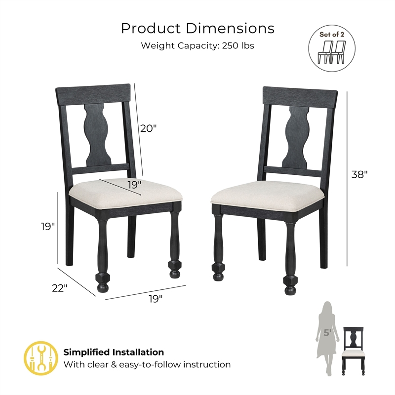 Furniture of America Peregrine Wood 7-Piece Dining Table Set in Black