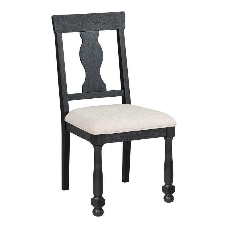 Furniture of America Peregrine Wood 7-Piece Dining Table Set in Black