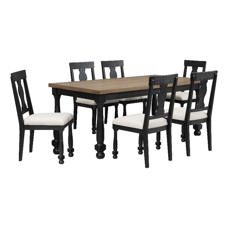 Furniture of America Peregrine Wood 7-Piece Dining Table Set in Black