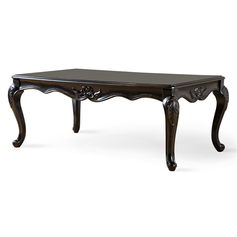 Furniture of America Raya Wood 2-Piece Coffee Table Set in Black