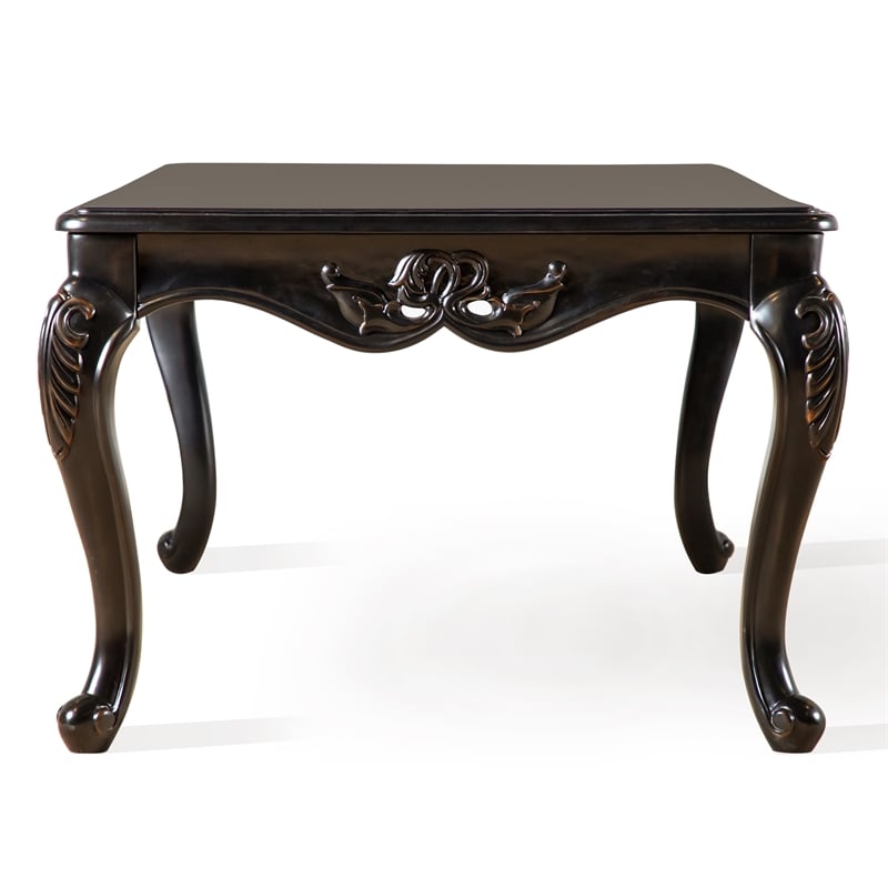 Furniture of America Raya Wood 2-Piece Coffee Table Set in Black