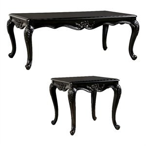 Furniture of America Raya Wood 2-Piece Coffee Table Set in Black