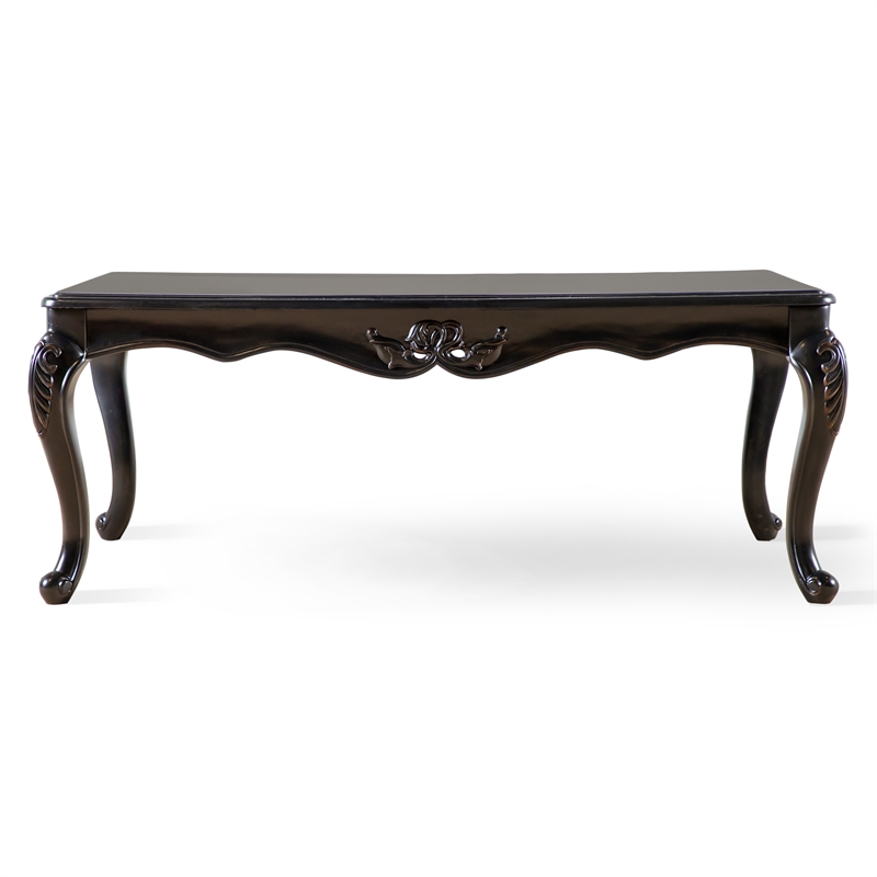 Furniture of America Raya Wood Coffee Table with Cabriole Legs in Black