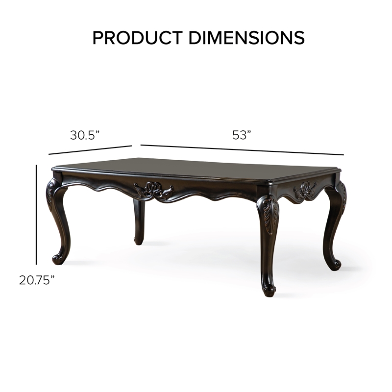 Furniture of America Raya Wood Coffee Table with Cabriole Legs in Black