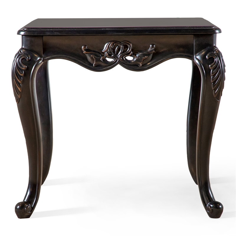Furniture of America Raya Wood End Table with Cabriole Legs in Black