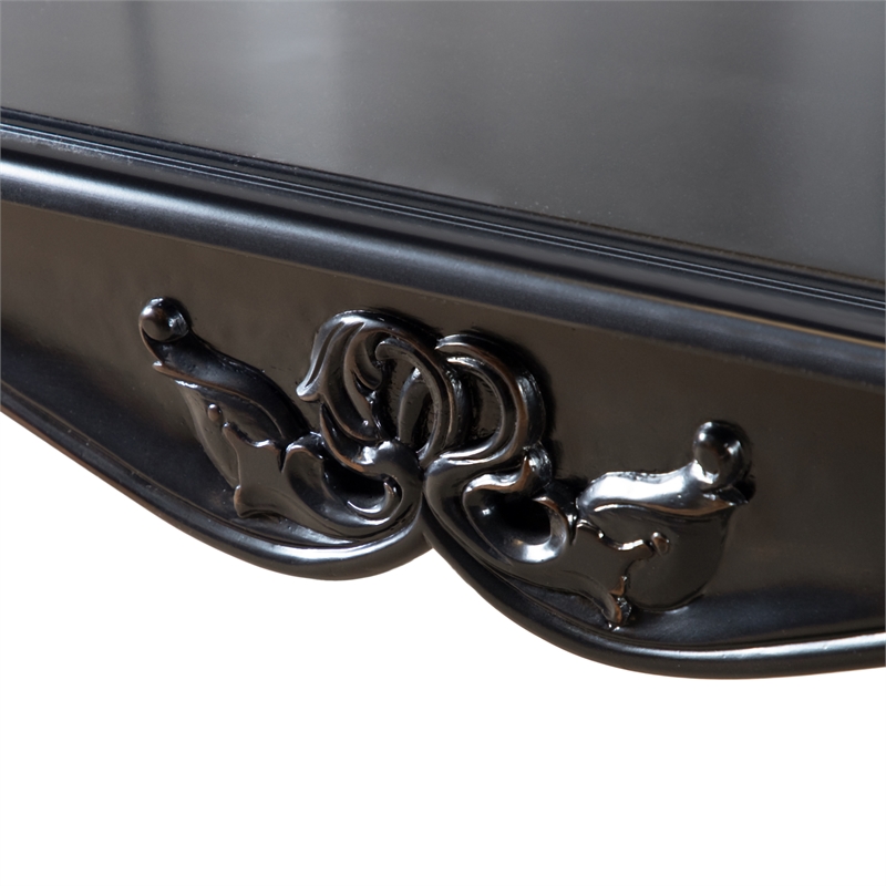 Furniture of America Raya Wood End Table with Cabriole Legs in Black